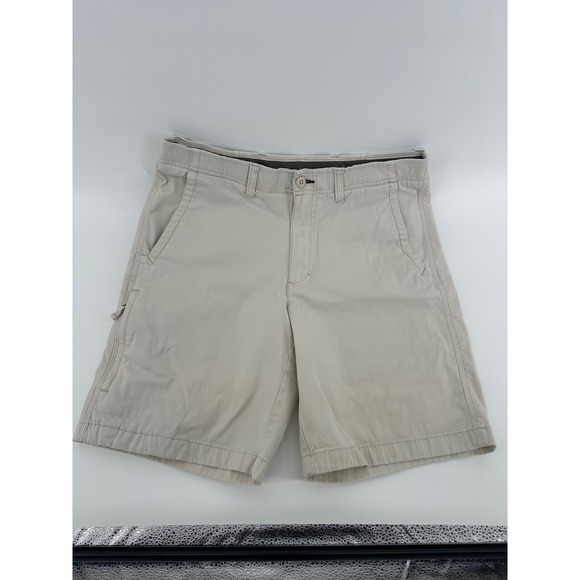LL Bean Mens Classic Fit Chino Shorts Beige Tan Cotton Tencel Stretch 32W 504197 - Picture 1 of 10